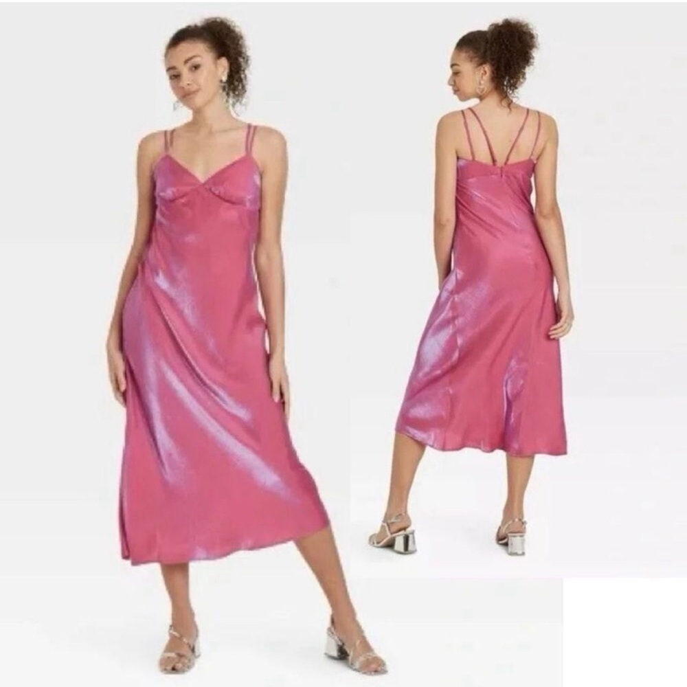 Wild Fable Shimmering Pink Midi Dress